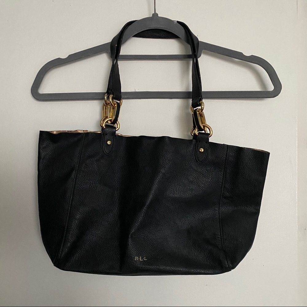 Ralph Lauren Leather Purse with Gold Detailing